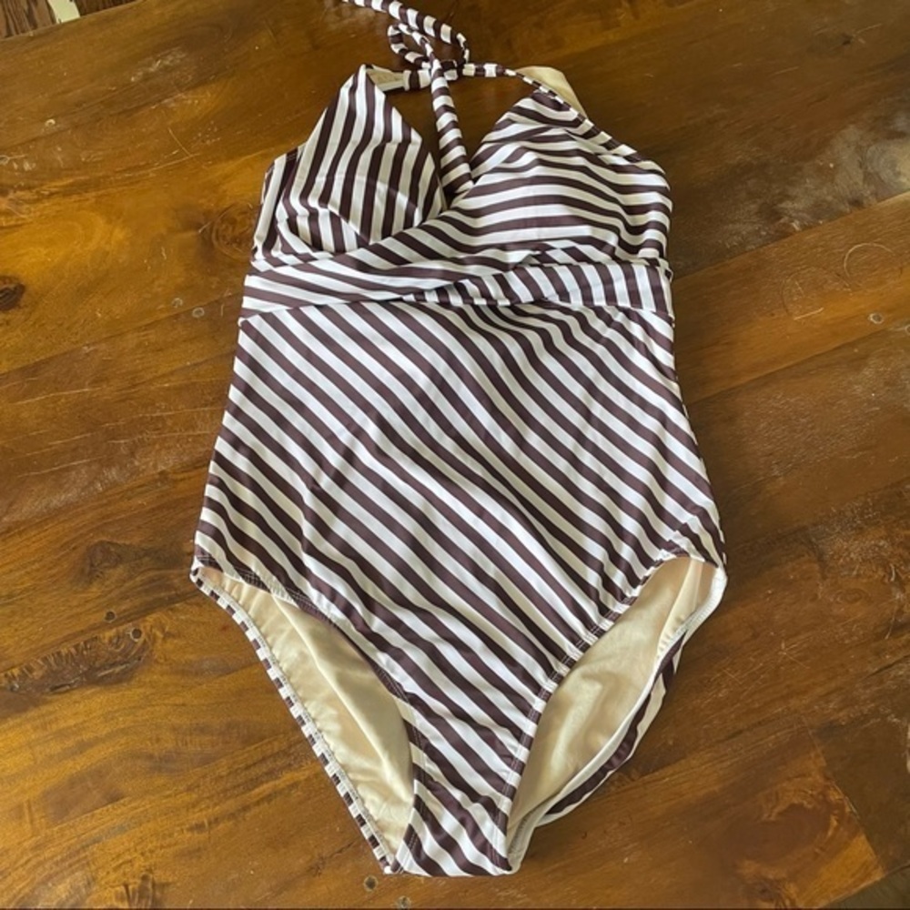 Swimsuits for all brown striped one piece swimsuit‎